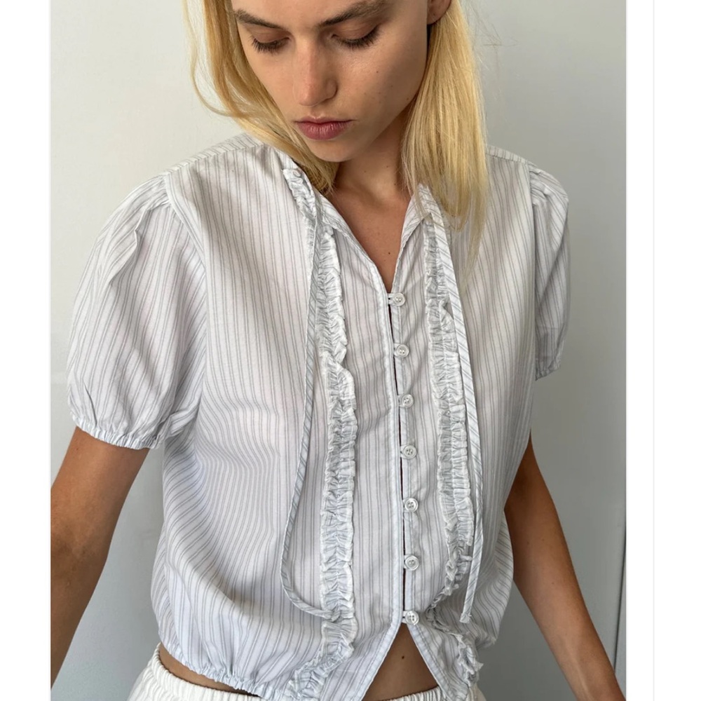 Deiji Studios DOUBLE FRILL TOP
SAGE STRIPE
